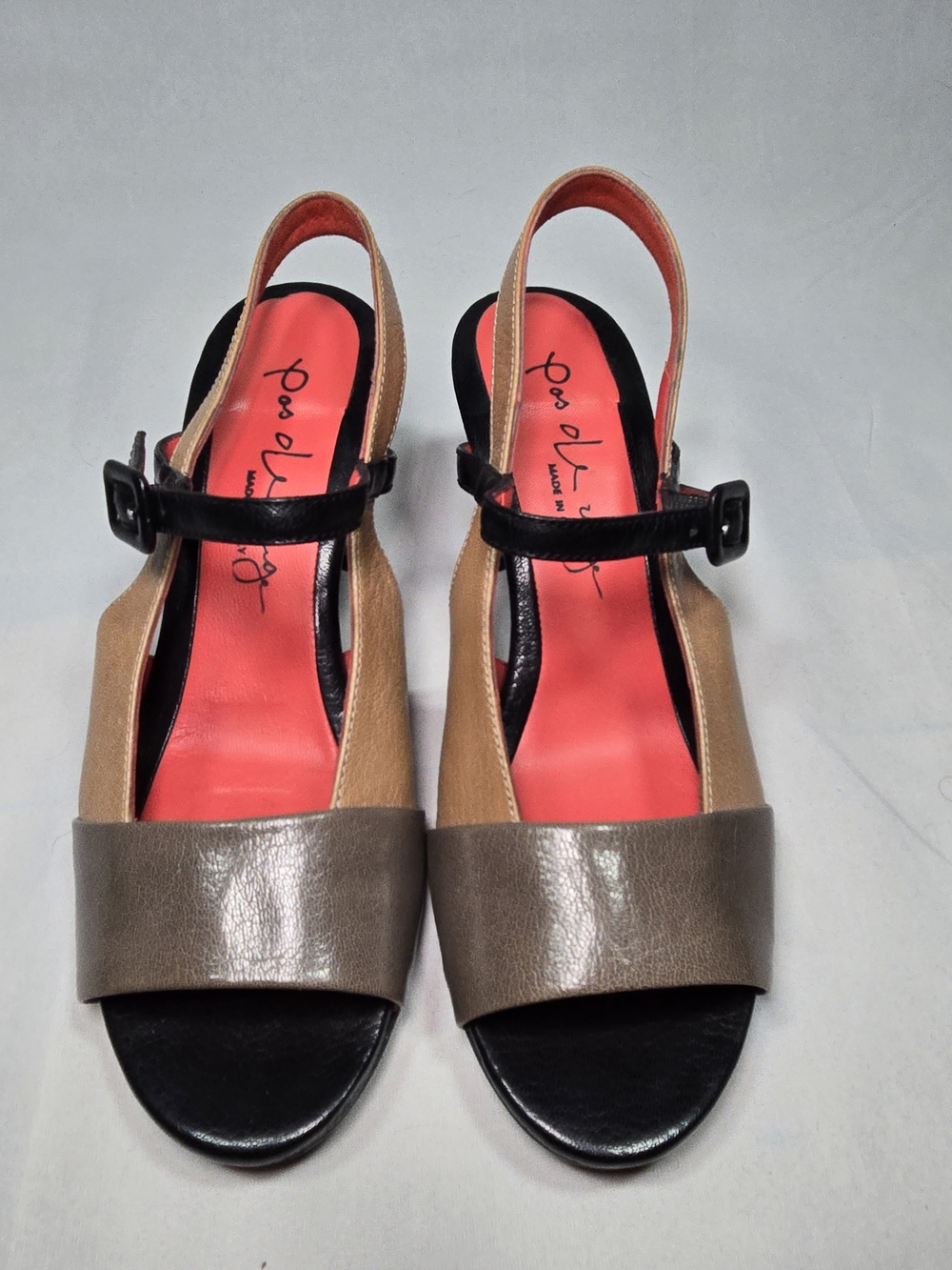 Pas de Rouge Gaia Sandal Two Tone Leather Sling Back Womens EU 38 US 7.5 Luxury - Picture 2 of 9